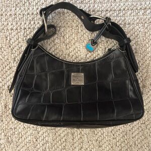 Dooney & Bourke Black Croc-Embossed Shoulder Bag